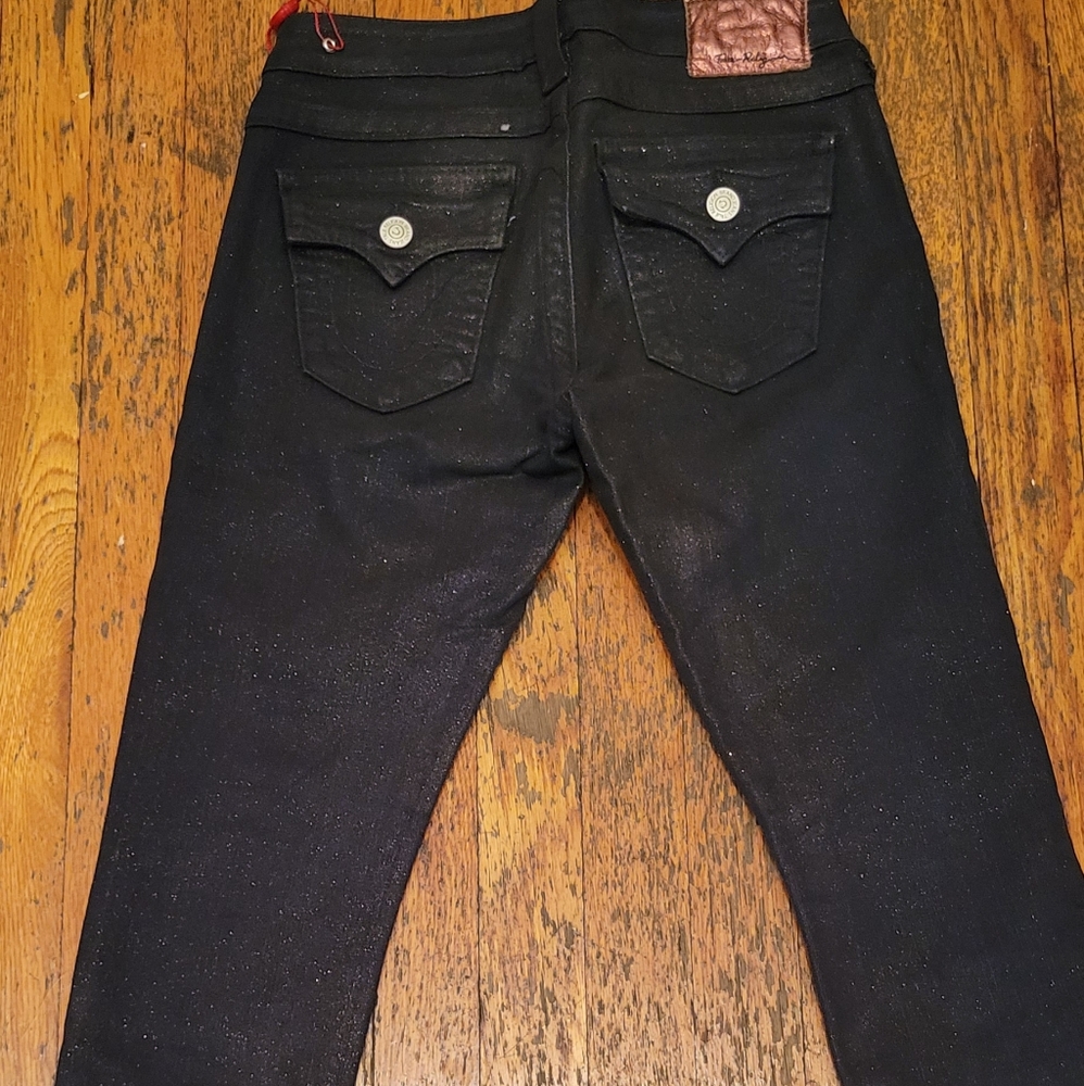 Women black wt gold shine jeans true religion